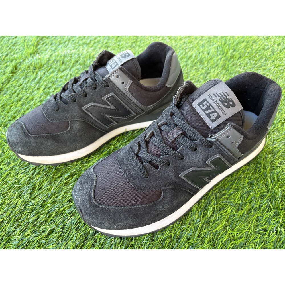 New Balance 574 Core Black Grey Mens Sneakers ML574ECF Size 8.5 Wide 2E Women 10